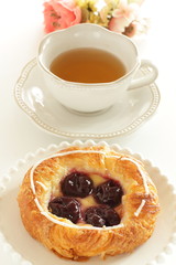 Homemade cherry Danish pastry for gourmet breakfast
