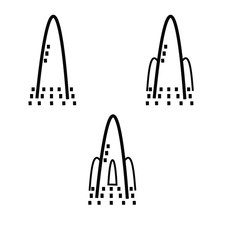 three options for the logo of a space rocket, minimalist styling for creativity and design product