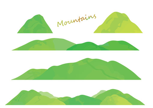 新緑の山脈　緑色　厚塗り風