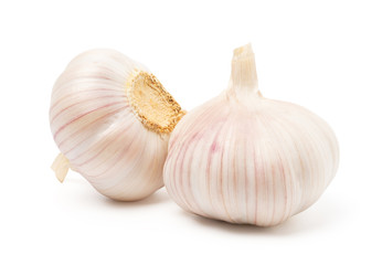 fresh raw garlic isolated on white background with clipping path