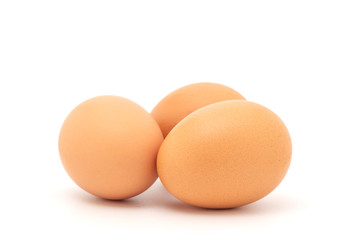 boiled chicken eggs isolated on white background