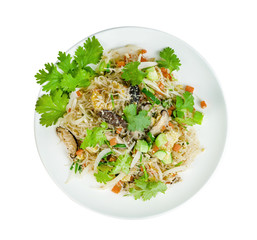 Stir Fried Glass Noodle isolated on white background ,include clipping path