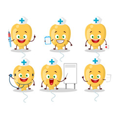 Doctor profession emoticon with yellow baloon cartoon character