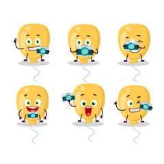 Photographer profession emoticon with yellow baloon cartoon character