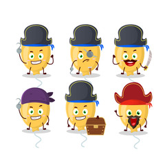 Cartoon character of yellow baloon with various pirates emoticons