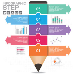 Business Infographic template layout with illustration of creative colorful pencil.