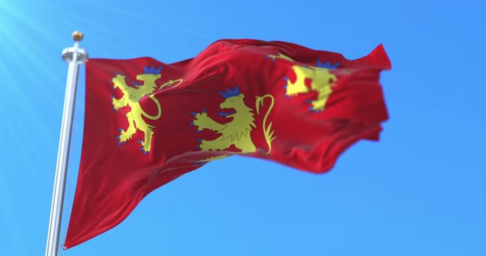 Flag of department of Dordogne in the Nouvelle-Aquitaine region, France. Loop