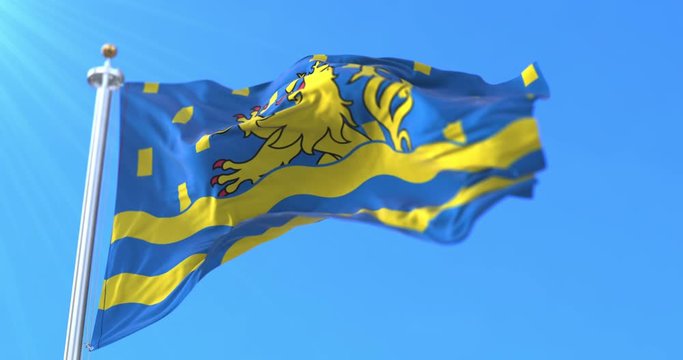 Flag of department of Doubs in the region of Bourgogne-Franche-Comte, France. Loop