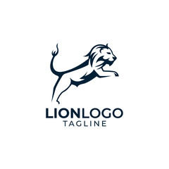 Simple minimalist wild lion mascot logo design vector template