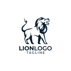 Simple minimalist wild lion mascot logo design vector template