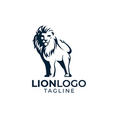 Fototapeta premium Simple minimalist wild lion mascot logo design vector template