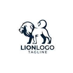 Obraz premium Simple minimalist wild lion mascot logo design vector template