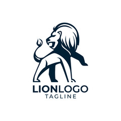 Simple minimalist wild lion mascot logo design vector template