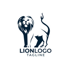 Simple minimalist wild lion mascot logo design vector template