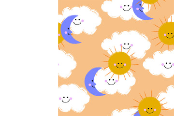 Cute Sun And Moon Kids Pattern Seamless
