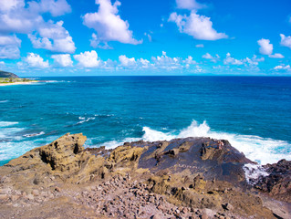 ハワイ州オアフ島　東海岸　ハロナ潮吹き岩