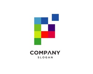 Creative Modern Letter P Pixels Logo Design Template
