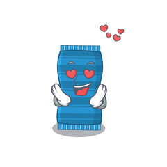 Romantic beach towel cartoon character has a falling in love eyes