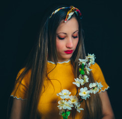 girl with flowers