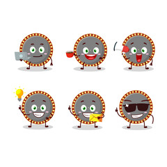 Neon billboard cartoon character with various types of business emoticons