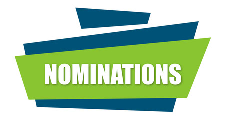 Nominations - clearly visible white text is written on beutiful green design with white background