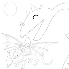 Fototapeta premium Outline Dinosaur Illustration Suitable For Any Of Graphic Design Project Such As Coloring Book And Education