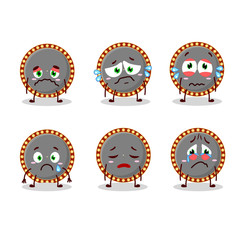 Neon billboard cartoon character with sad expression