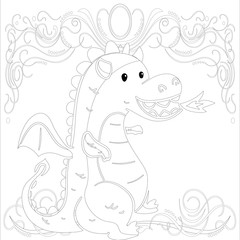 Outline Dinosaur  Illustration Suitable For Any Of Graphic Design Project Such As Coloring Book And Education