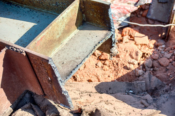 Destroyed and cut I-beam steel beams.