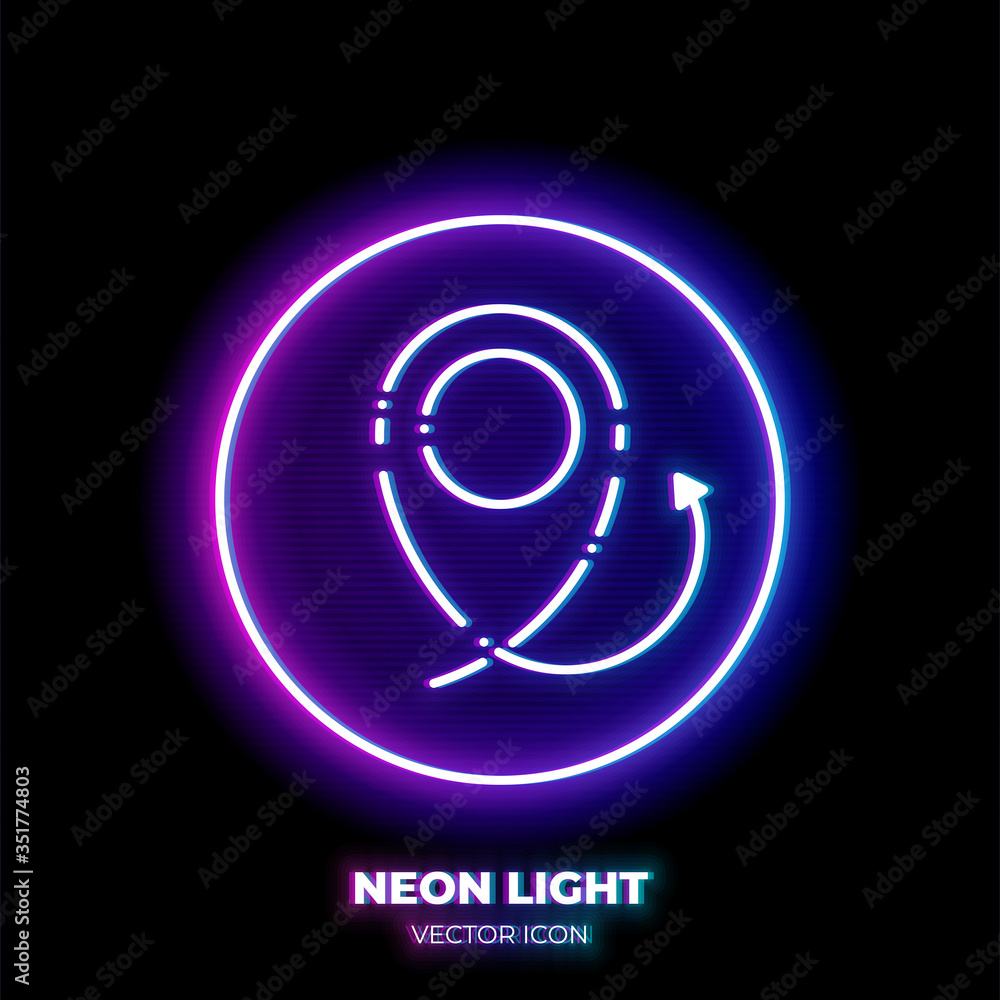 Poster navigation tag neon light line art vector icon. outline symbol of position marker. location pin pict