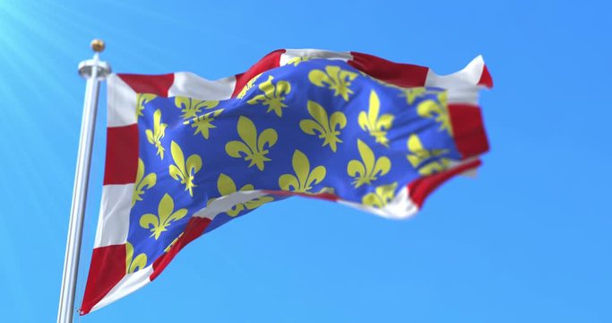 Flag of department of Indre et Loire in the region of Centre Val de Loire, France. Loop