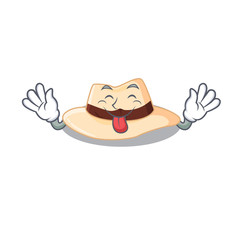 Funny panama hat cartoon design with tongue out face