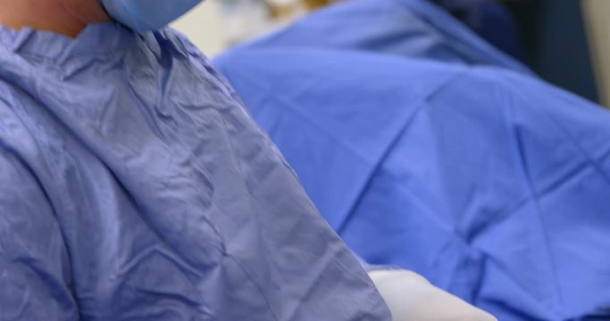 Surgeon operating a horse in operation theater
