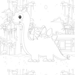 Outline Dinosaur  Illustration Suitable For Any Of Graphic Design Project Such As Coloring Book And Education