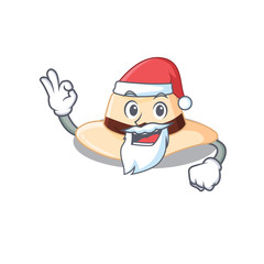 cartoon character of panama hat Santa having cute ok finger