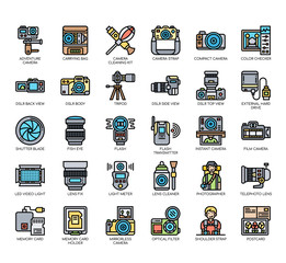 Set of photographhy thin line and pixel perfect icons for any web and app project.
