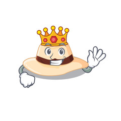 A Wise King of panama hat mascot design style with gold crown