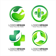 Collection of Abstract Gradient Nature Green Health Logo Design Template