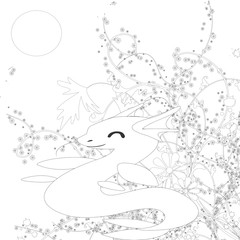 Fototapeta premium Outline Dinosaur Illustration Suitable For Any Of Graphic Design Project Such As Coloring Book And Education