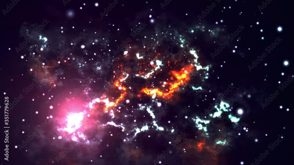 Canvas Prints animation of space moving and glowing stars with colorful nebulae