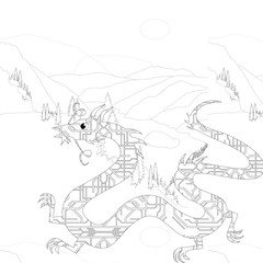 Outline Dinosaur  Illustration Suitable For Any Of Graphic Design Project Such As Coloring Book And Education