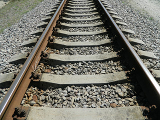 Naklejka premium old rusty railway in summer