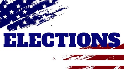 Animation of word Elections with US flag, red and blue stars floating