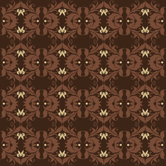 Geometric ethnic pattern on Traditional batik with elegant dark brown color design