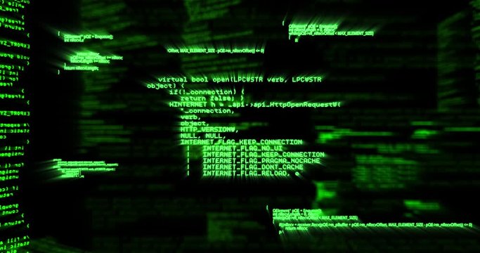 Animation of digital information on black background