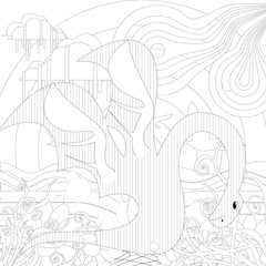 Outline Dinosaur  Illustration Suitable For Any Of Graphic Design Project Such As Coloring Book And Education