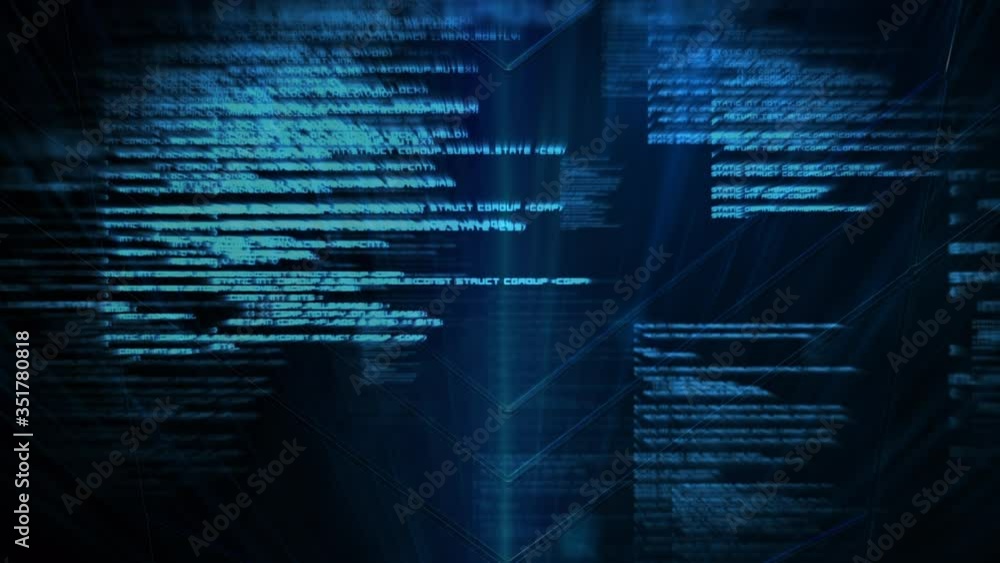 Poster animation of digital data moving on back background