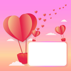 valentine card with balloons and hearts
