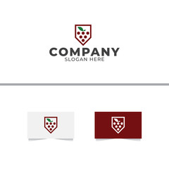 Wine Shield Logo Design Vector Template