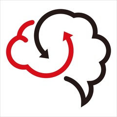 Creative Brain Concept with arrow Logo Design Template
